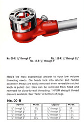 Ridgid 00-R 1/2&Prime; NPT Diehead Pipe Threader