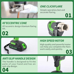 Power Flaring Tool Kit for 1/4&Prime; &ndash; 3/4&Prime; HVAC Cordless Flare Tool with Metric and