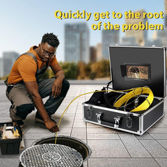 7&Prime; Waterproof Pipe Inspection Camera with 100ft Cable & DVR Recorder