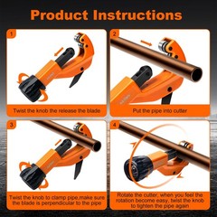 18&Prime;11/4 O.d. Tubing Cutter Professional Metal Pipe Cutting Tool Compact Tube Cu