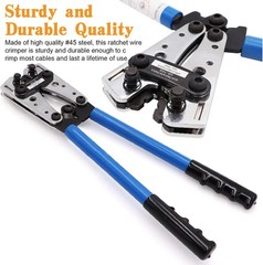 Wire Lug Crimping Tool with Cutter for AWG 8, 6, 4, 2, 1, 1/0 Battery Cables