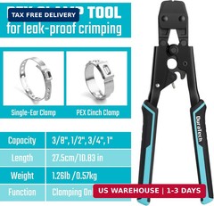 DURATECH Ratchet PEX Crimping Tool, PEX Cinch Tool for Fastening Stainless Clamp