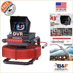 High-Definition 4.3&rdquo; Drain Inspection Camera with 145-Degree View&mdash;30m Length