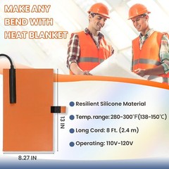 Silicone PVC Heating Blanket &ndash; &frac12;&rdquo;-1&frac12;&rdquo; Pipe Bender 120V