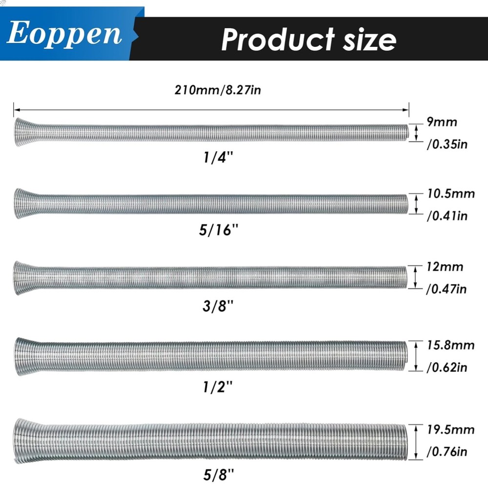 Spring Tubing Benders Kit 1/4, 5/16, 3/8, 1/2 and 5/8 Inch 5 in 1 Tube Bender&hellip;