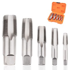 5-Piece NPT Pipe Tap Set, and Die Set with 1/8&Prime;, 1/4&Prime;, 3/8&Prime;, Orange