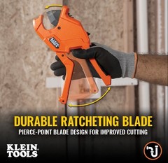 Klein Tools 50044 Ratcheting Pvc Pipe Cutter Tool 1-1/4 Inch I.D. Cutting
