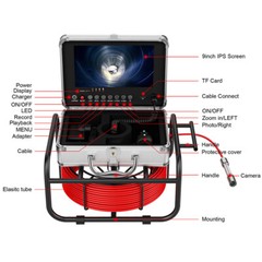 9&Prime; Monitor DVR 16GB 40M Pipe Inspection Camera Drain Sewer Industrial Endoscope
