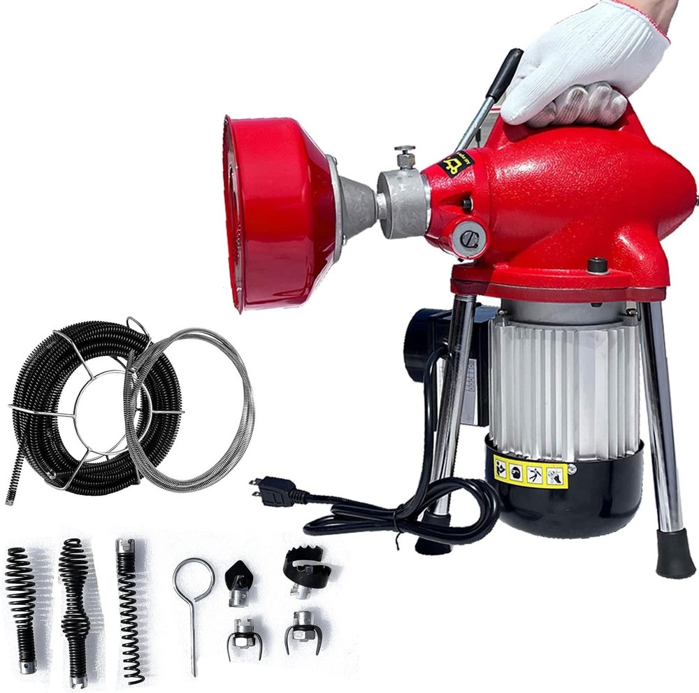 NEW Portable Drain Cleaning Machine For 3/4&rdquo; &ndash; 4&rdquo; Pipe w/ 6 Cutter Heads 110V