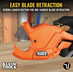 Klein Tools 50044 Ratcheting Pvc Pipe Cutter Tool 1-1/4 Inch I.D. Cutting