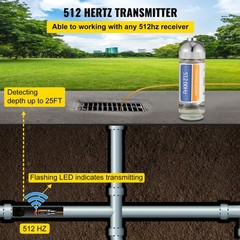 VEVOR Sonde Transmitter Sonde Locator 512hz Pipe Locator 25&prime; Depth Sewer Locator