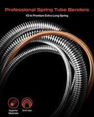 3-in-1 Copper Pipe Bender Tool, 43&Prime; Manual Spring Bending for 1/4&Prime;, 5/16&Prime;, 3/8&Prime;