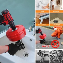 35FT Drain Snake with Drill Attachment, Auto/Manual Plumbing Snake for Kitche&hellip;