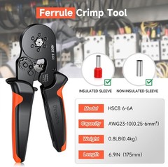 Ferrule Crimping Tool, Hexagonal Sawtooth Self-Adjustable Ratchet Wire Terminal