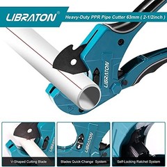 Libraton PVC Pipe Cutter 2-1/2&Prime; Ratchet for PEX, PPR & Plastic Pipe