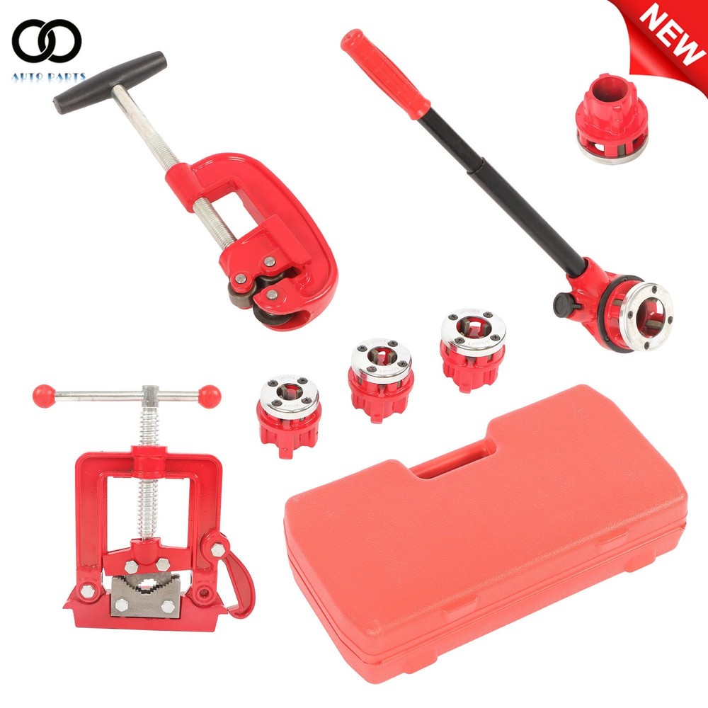 Manual Pipe Threader Ratchet Type Kit, Pipe Threader Ratchet Kit w/ 5 Dies Set
