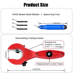 Ratcheting Tubing Cutter 5/16 to 1-1/8 Inch Copper Pipe Cutting Tool