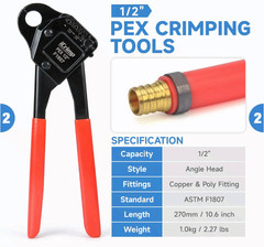 1807CN PEX Crimp Tool Kit w/Cutter & Ring Removal for 1/2&Prime; & 3/4&Prime; PEX