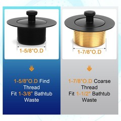 Brass Bathtub Drain Kit, Lift and Turn Tub with Single Hole Black