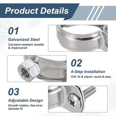 6Pcs2&Prime; (50mm) Adjustable Pipe Bracket Clamps Set (M8)