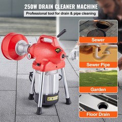 Portable Drain Cleaning Machine For 3/4&rdquo; &ndash; 4&rdquo; Pipe w/ 6 Cutter Heads 110V