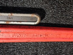 Proto 848HD Heavy-Duty Pipe Wrench, 6 in Opening, 48 in OAL Floating Hook Jaw