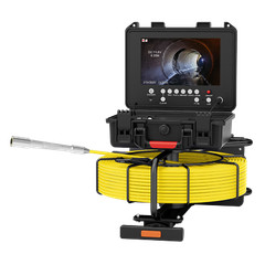 40m Sewer Pipe Inspection Camera with Pull Rod w/ 512hz Self Leveling 9&Prime; Monitor