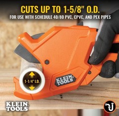 Klein Tools 50044 Ratcheting Pvc Pipe Cutter Tool 1-1/4 Inch I.D. Cutting