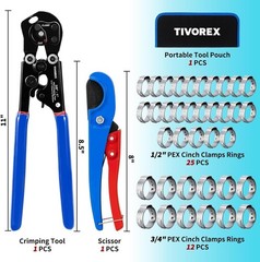 2-in-1 PEX Crimp Clamp Tool w/ Cutter Kit 3/8&rdquo;-1&rdquo; + 37 Clamps