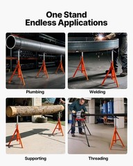 VEVOR Pipe Stand 2500LBS Pipe Jack Stand 27.2&Prime;-52&Prime; Height for 1/2&Prime; to 12&Prime; Pipes