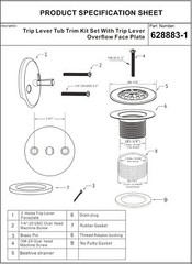 Matte Black Trip Lever Tub Trim Kit Set with Overflow Matt