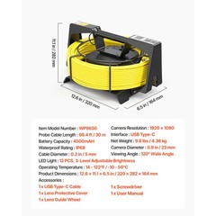 Uimoso 98.4ft/30m WiFi Sewer Camera Pipe Inspection Camera with IP68 Waterproof