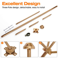 Copper Lightning Rod Kit with Down Conductor Clamp UL Listed for Roof, Bronze