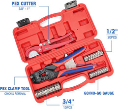 iCrimp PEX Clamp Crimping Tool Kit with 1/2 Inch and 3/4 Inch Clamp Rings Pipe