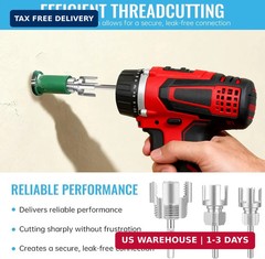 5 pcs Integrated Internal & External Pipe Threading Tool Kit with 1/2&Prime; 3/4&Prime; 1&Prime; D