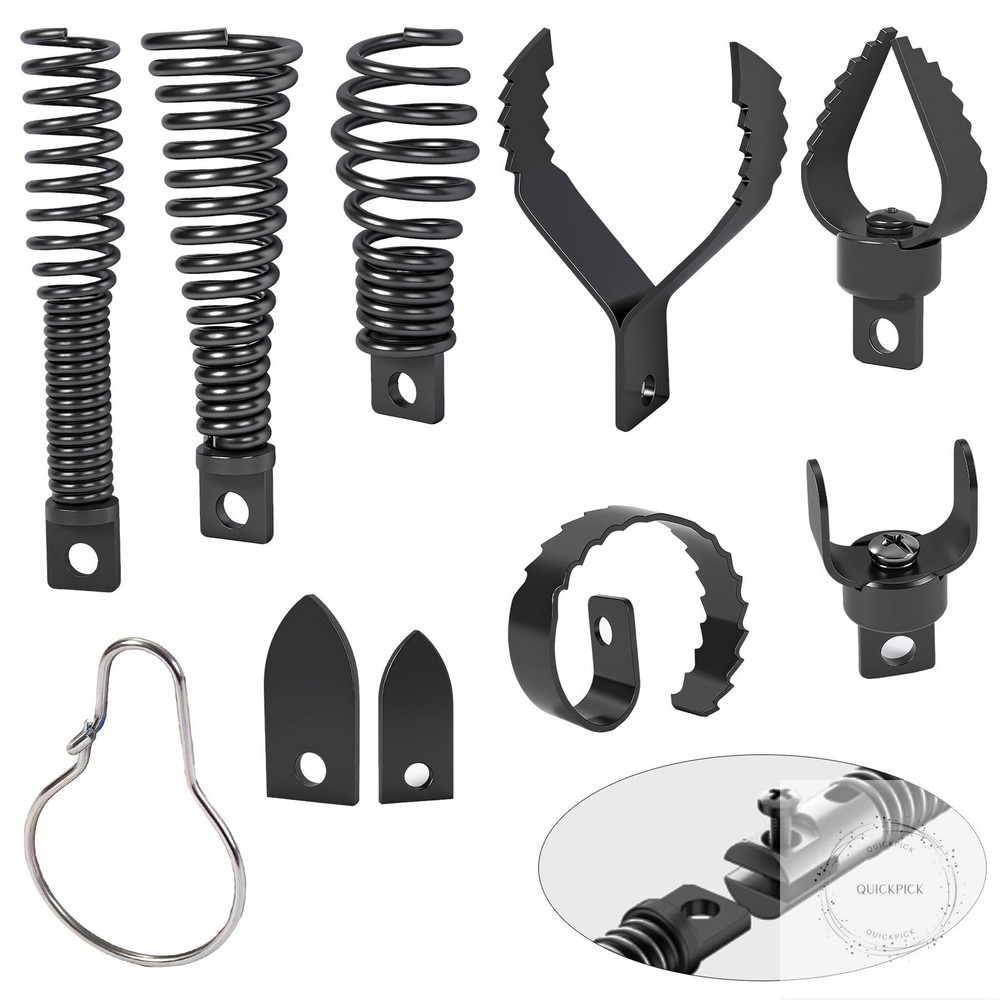 Drain Snake Drill Attachment,Cutter and Auger Set,Used in 50-100FT AC Drain Clea