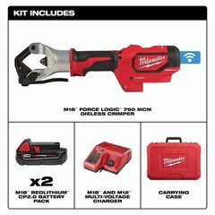 Milwaukee 2877-20 M18 FORCE LOGIC 750 MCM Dieless Crimper, 1/16 in. &ndash; 11/16 in.