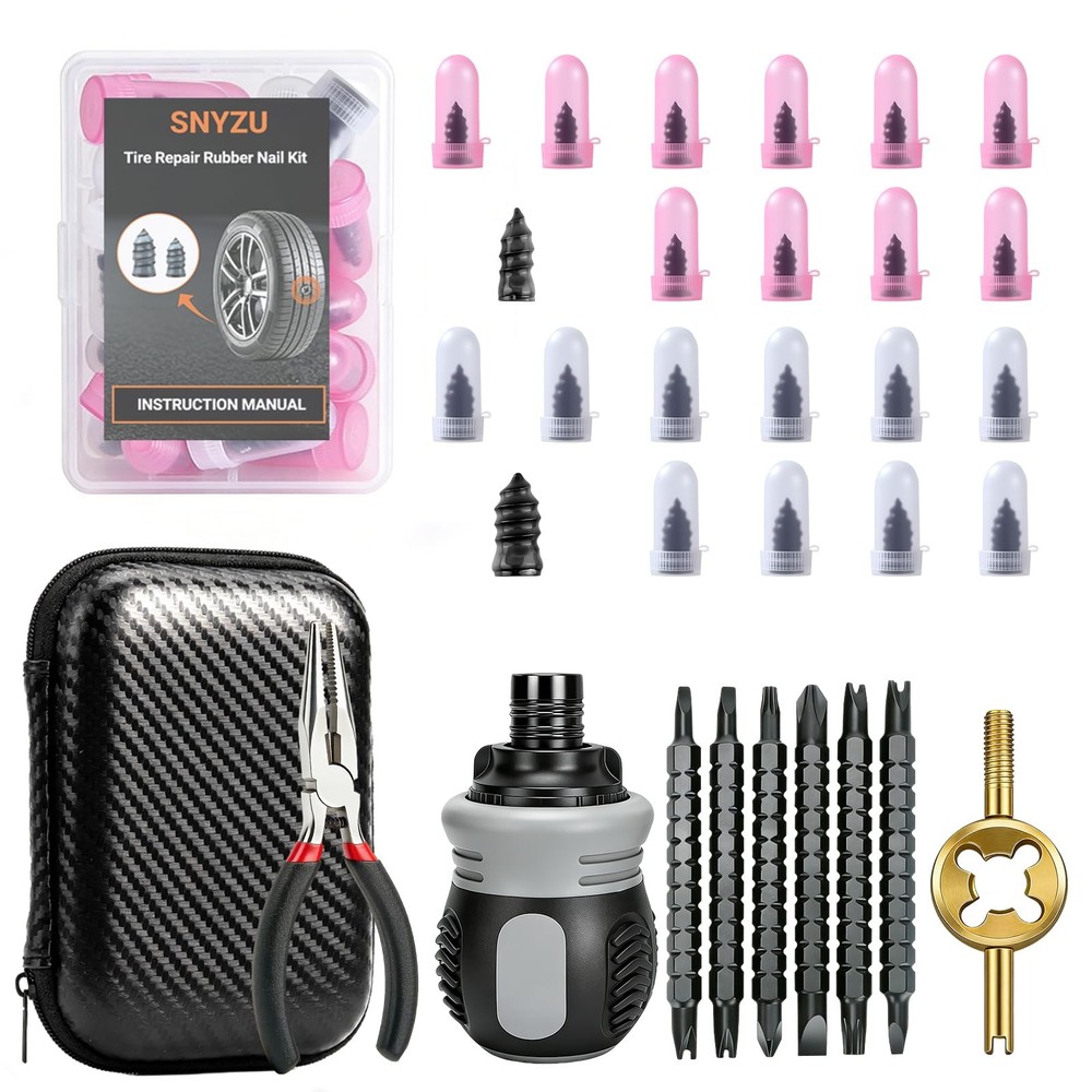 29PCS Tire Repair Kit, Spiral Screw~in Tire Plugs for Car Truck Motorcycle