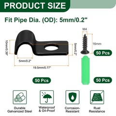 50Pcs 5mm(3/16&Prime;) One Hole Pipe Strap, U Brackets Conduit Clamp