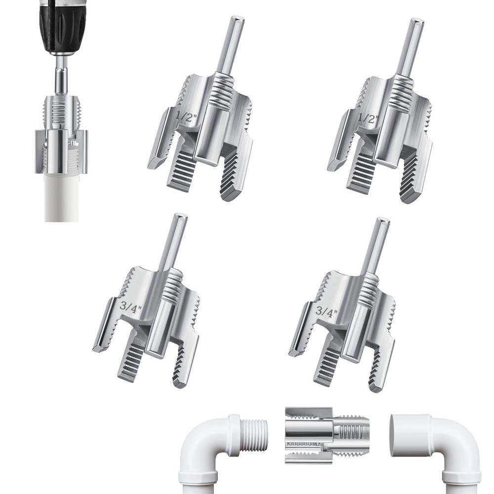 4Pcs PVC Pipe Threader Dual Function Thread Large Size Plumbing Hand Tool