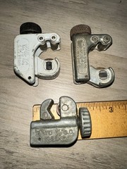 3 Vintage Tubing Cutters 2 Ridgid #104 & Unknown Model Used