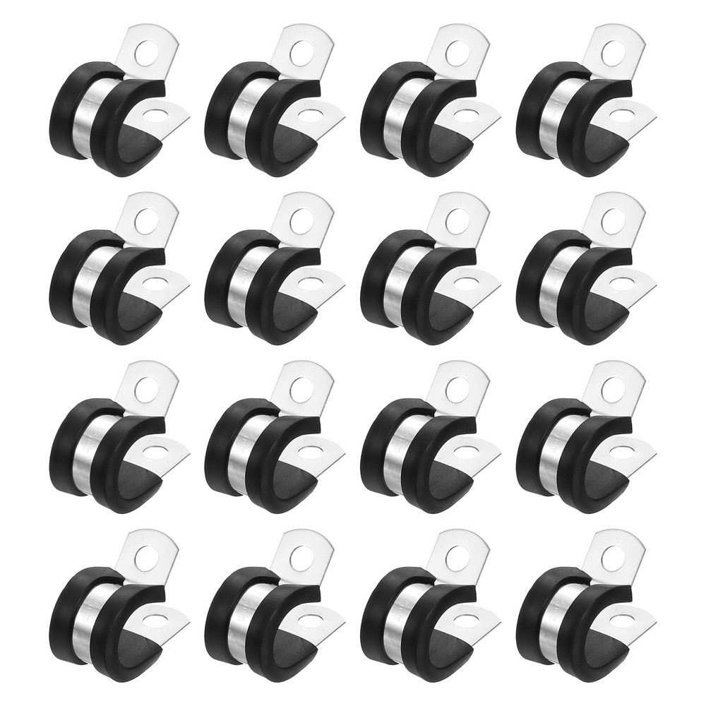 1/2&Prime;(14mm) Cable Clamp, 304 Stainless Steel Rubber Cushioned 18Pcs