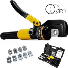 Hydraulic Crimping Tool AWG 12-2/0, Wire Cable Crimper with 9 Dies | Hydraulic B