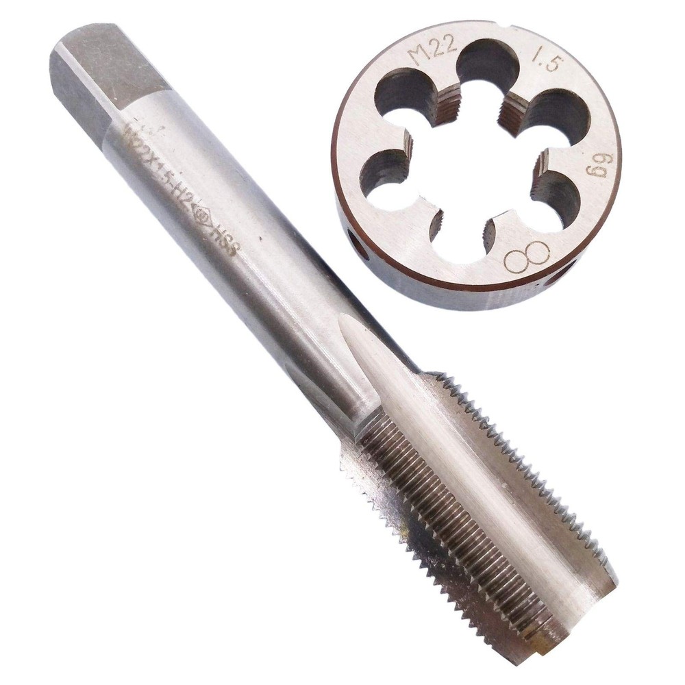 M22 x 1.5mm Tap and Die Set &ndash; 117mm Tap Length, 45mm Die OD &ndash; Metric Thread