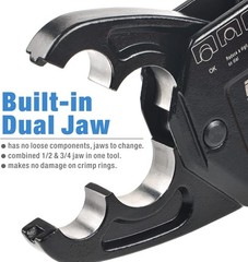 Combo Angle Head Pex Pipe Plumbing Crimping Tool for Copper Crimp Jaw Sets 1/2&Prime;