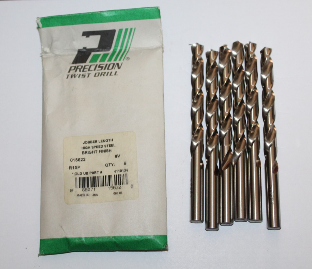 PRECISION TWIST DRILL 015622 V HSS JOBBER DRILL BIT 5 1/4&Prime;L &ndash; QTY OF 6 &ndash; NEW