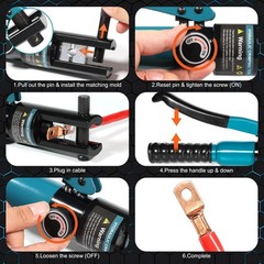 10-Ton Hydraulic Crimping Tool with 9 Dies &ndash; Battery Cable Crimper Tool & Wir&hellip;