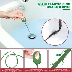 Drain Snake 18 Set with Clog Remover and Steel Drain Brush