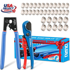 2 in 1 Ratchet Pex Crimping Tool with Cutter and Clamps 25PCS 1/2&Prime; 10PCS 3/4&Prime;