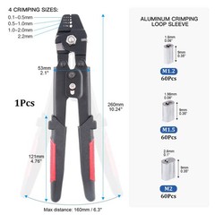 Glarks Up To 2.2mm Wire Rope Crimping Tool 1.2mm, 1.5mm, 2mm, Red;black